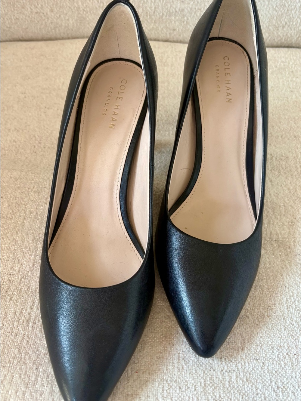 Cole Haan Black Pointed-Toe Leather Pumps